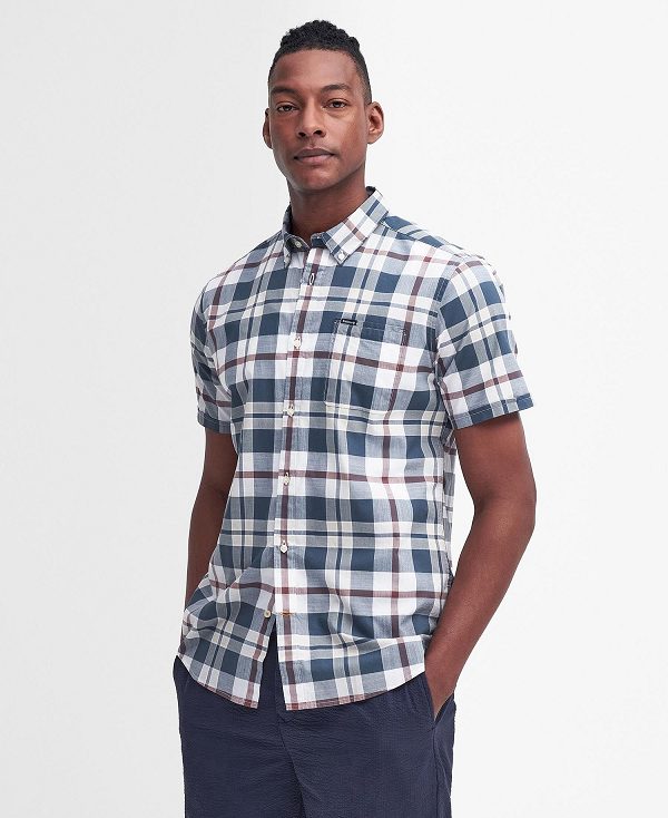 Barbour Applecross Tailored Short-sleeved Shirt Blå | BABO87780