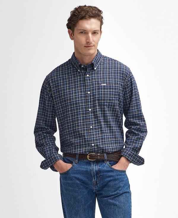 Barbour Ashton Regular Long-sleeved Shirt Mørkeblå | BABO87892