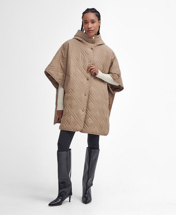 Barbour Astor Quilted Cape Orange Mørkerød | BABO89368