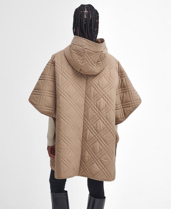 Barbour Astor Quilted Cape Orange Mørkerød | BABO89368