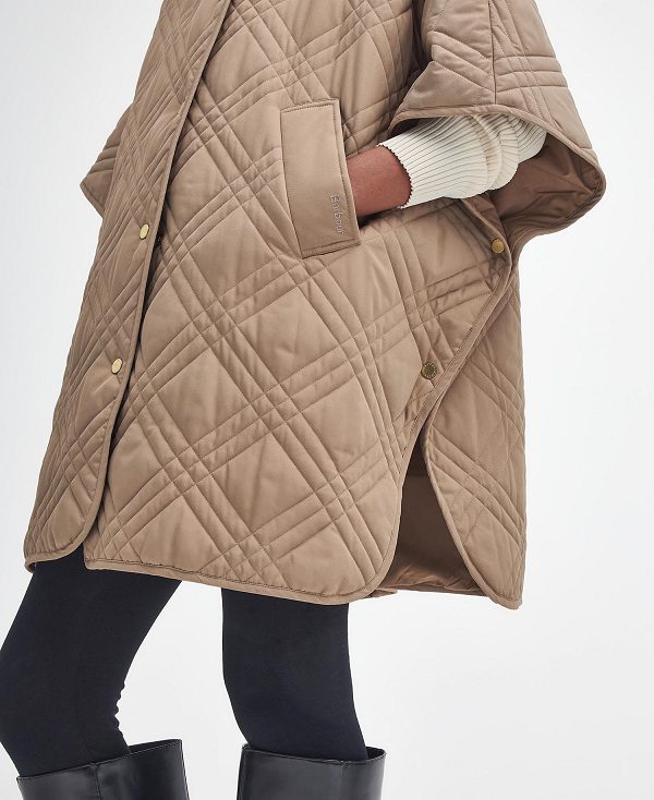 Barbour Astor Quilted Cape Orange Mørkerød | BABO89368