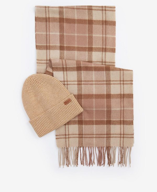 Barbour Aubrey Beanie & Scarf Gift Set Brune | BABO90042