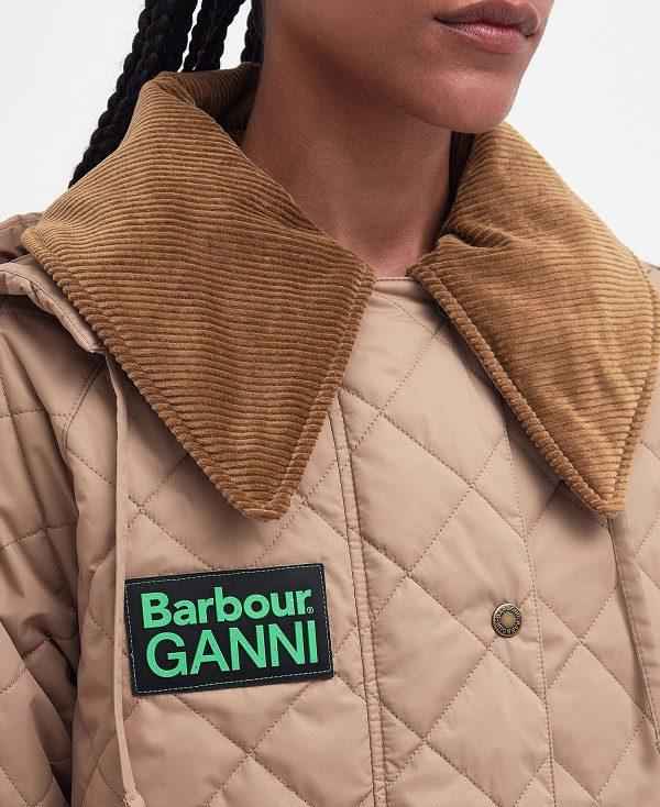 Barbour Barbour X Ganni Burghley Quilted Jacket Orange Lyse | BABO89279