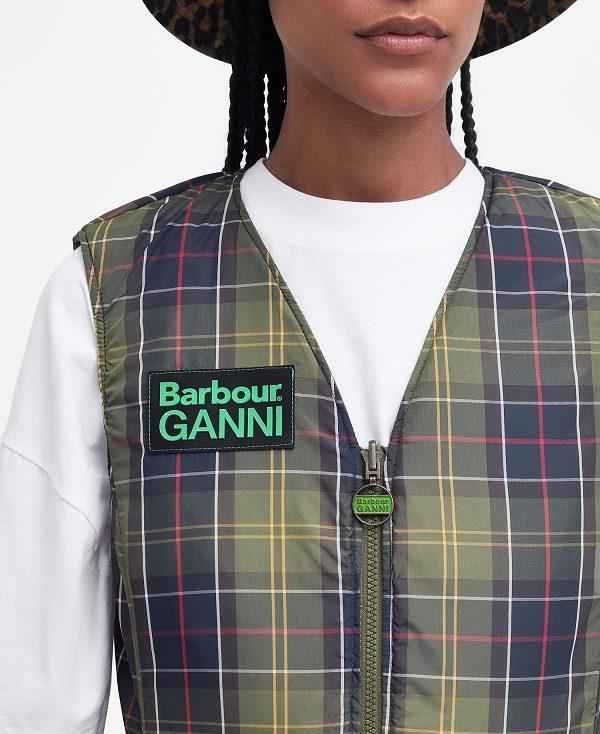 Barbour Barbour X Ganni Reversible Betty Liner Olivengrøn | BABO89277