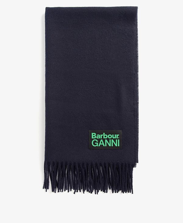 Barbour Barbour X Ganni Scarf Mørkeblå | BABO90066