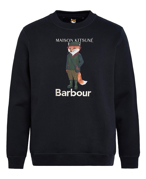 Barbour Barbour X Maison Kitsuné Beaufort Fox Sweatshirt Sort | BABO88440