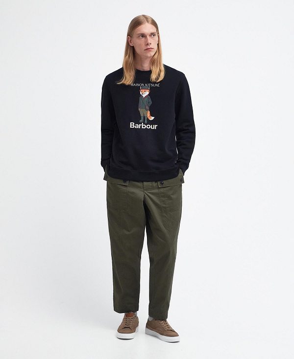 Barbour Barbour X Maison Kitsuné Beaufort Fox Sweatshirt Sort | BABO88440