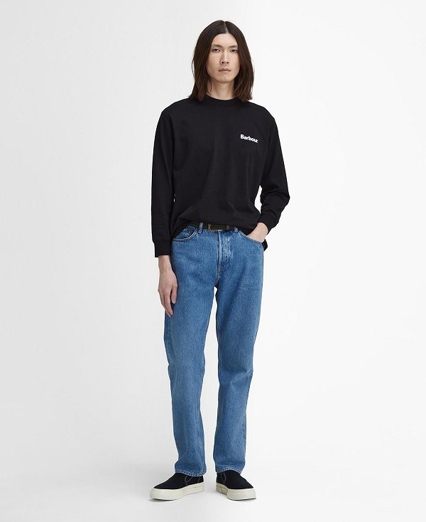 Barbour Baxter Oversized Long-sleeved T-shirt Sort | BABO88384