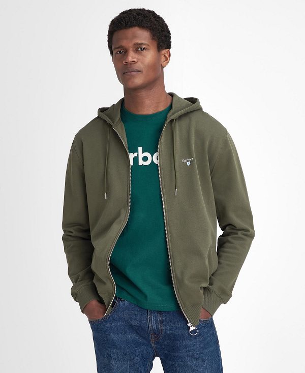 Barbour Beckhill Zip-up Hoodie Olivengrøn | BABO88482