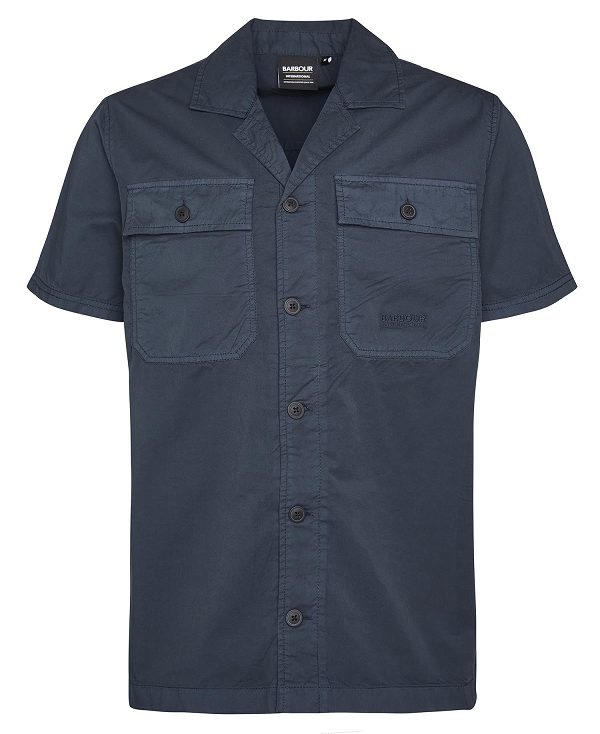 Barbour Belmont Regular Short-sleeved Shirt Mørkeblå | BABO87744