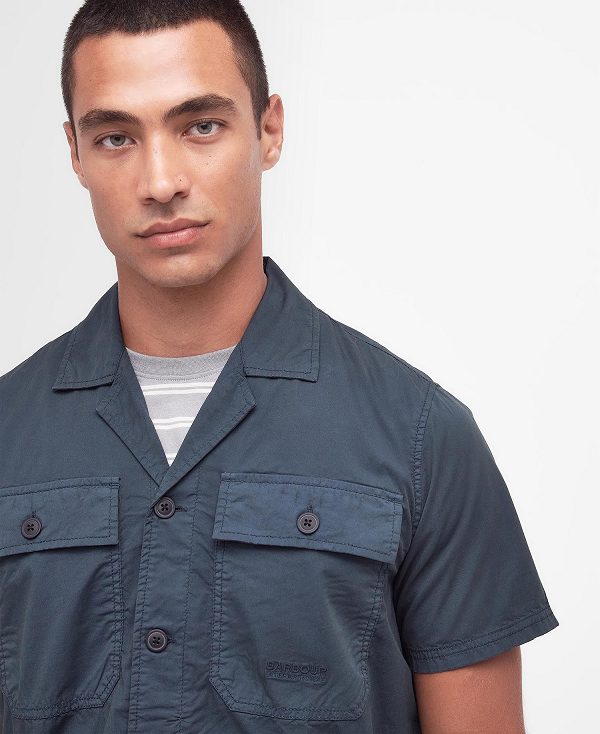 Barbour Belmont Regular Short-sleeved Shirt Mørkeblå | BABO87744