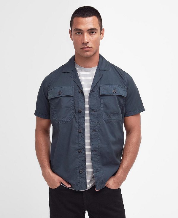 Barbour Belmont Regular Short-sleeved Shirt Mørkeblå | BABO87744