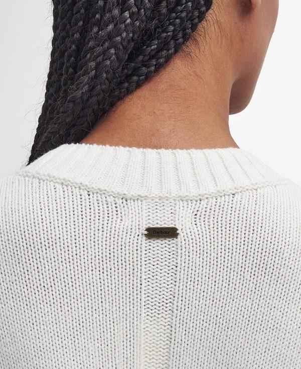 Barbour Belmore Striped Crew Neck Jumper Hvide | BABO89729