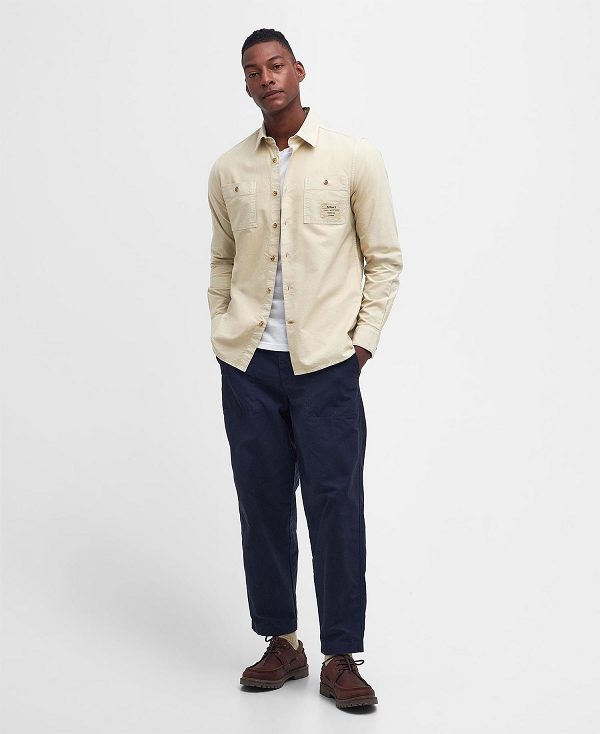 Barbour Bentham Long-sleeved Shirt Beige | BABO87682