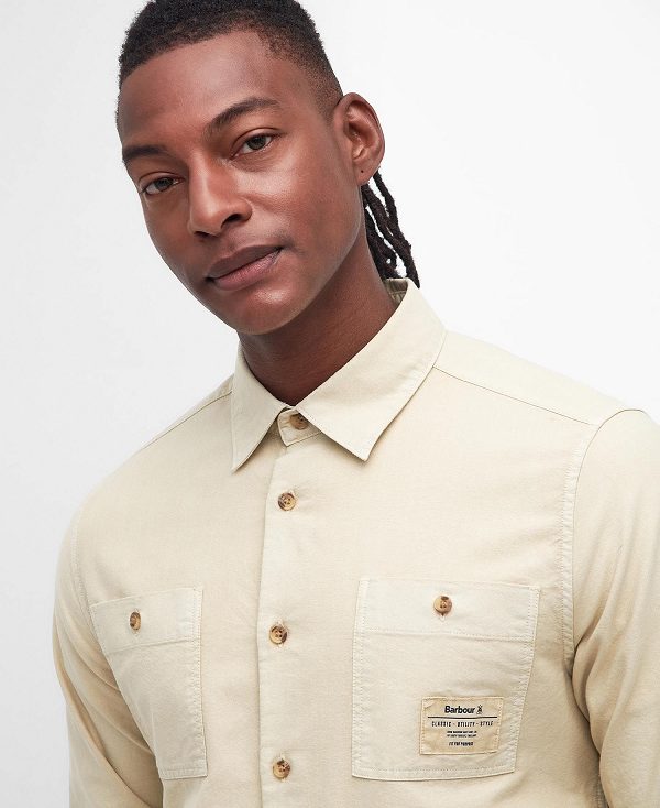 Barbour Bentham Long-sleeved Shirt Beige | BABO87682