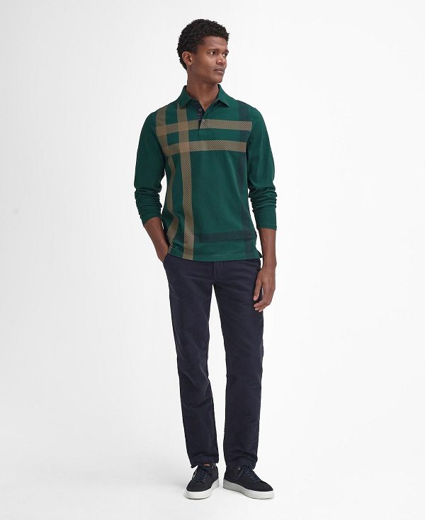 Barbour Blaine Tartan Long-sleeved Polo Shirt Grøn | BABO88224