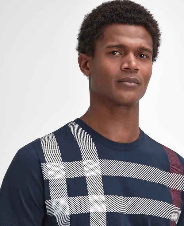 Barbour Blaine Tartan T-shirt Mørkeblå | BABO88409