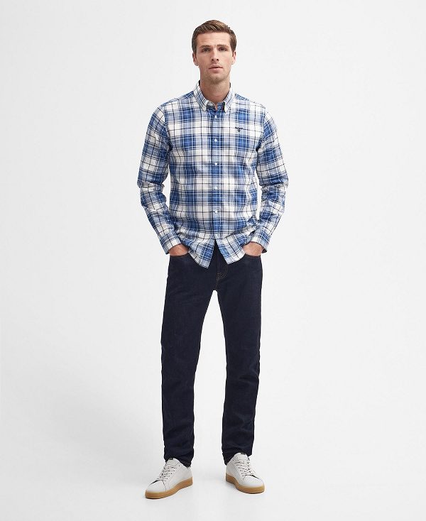 Barbour Blakelow Tailored Long-sleeved Shirt Indigo | BABO87716