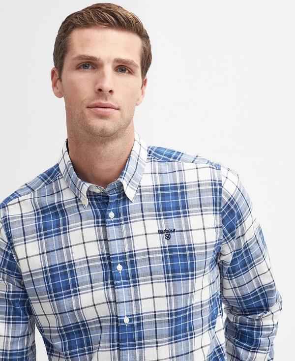 Barbour Blakelow Tailored Long-sleeved Shirt Indigo | BABO87716