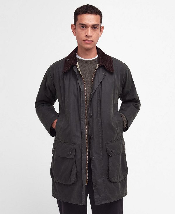 Barbour Border® Waxed Jacket Mørkeblå | BABO87185