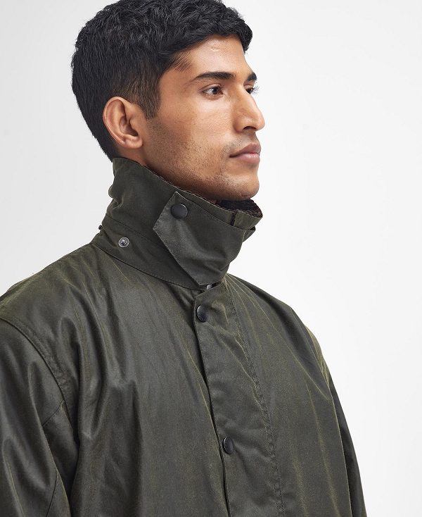 Barbour Border® Waxed Jacket Olivengrøn | BABO87286