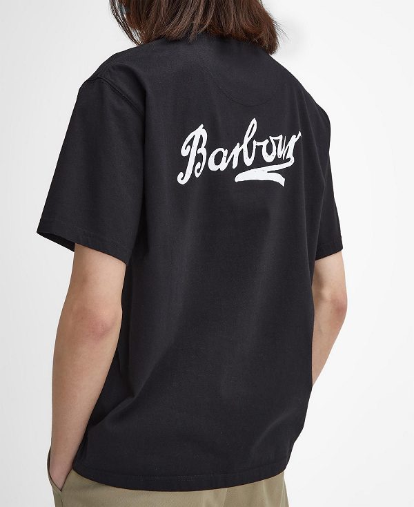 Barbour Bowery Oversized Graphic T-shirt Sort | BABO88398