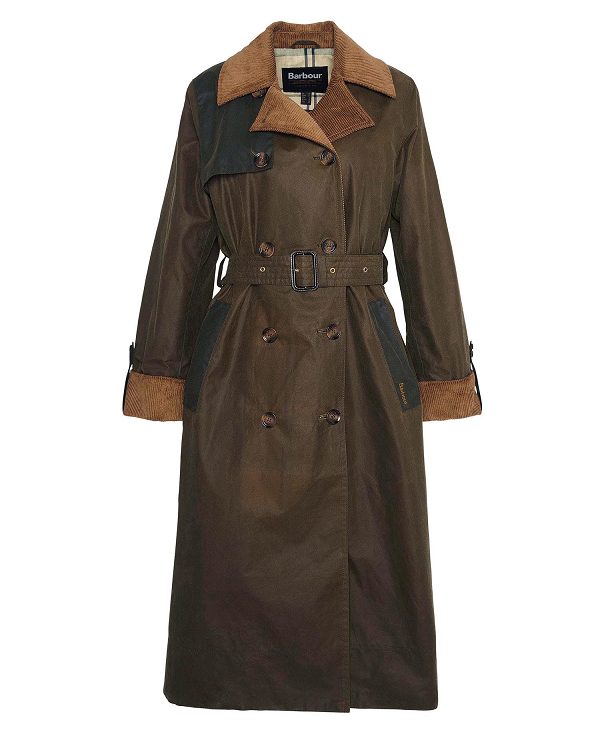 Barbour Brackley Waxed Trench Coat Brune | BABO89234