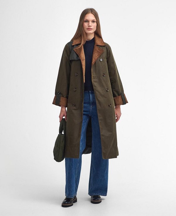 Barbour Brackley Waxed Trench Coat Brune | BABO89234