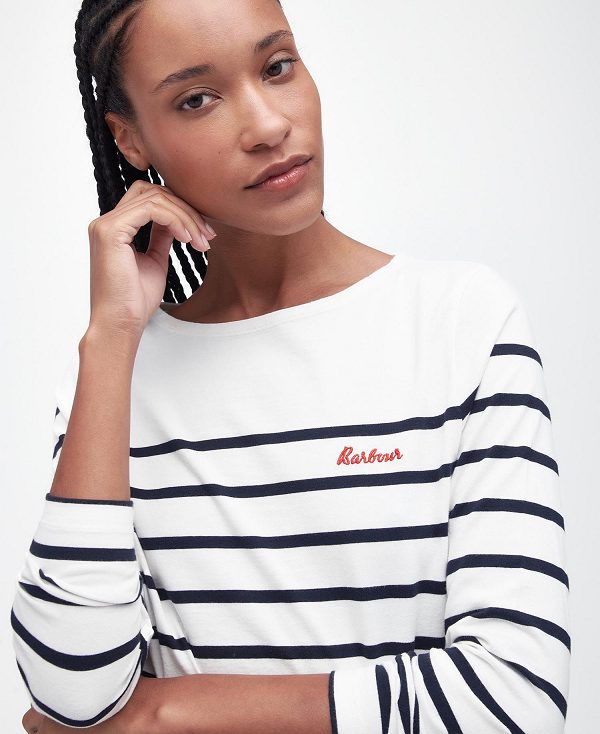 Barbour Bradley Striped Long-sleeved T-shirt Mørkeblå | BABO89535