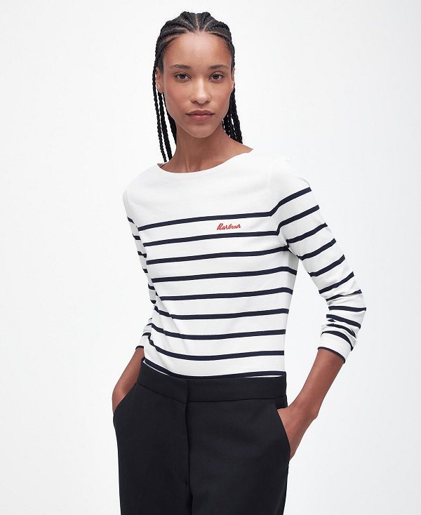 Barbour Bradley Striped Long-sleeved T-shirt Mørkeblå | BABO89535