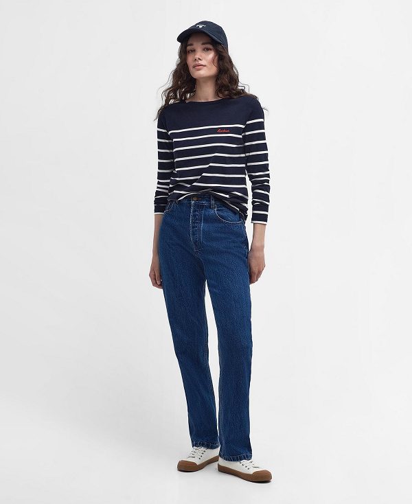 Barbour Bradley Striped Long-sleeved T-shirt Mørkeblå | BABO89536