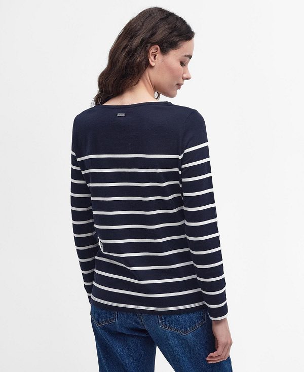 Barbour Bradley Striped Long-sleeved T-shirt Mørkeblå | BABO89536