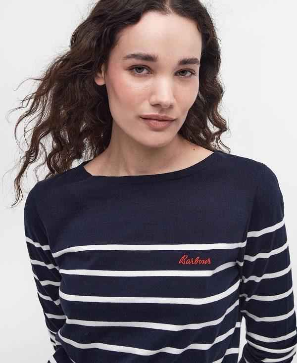 Barbour Bradley Striped Long-sleeved T-shirt Mørkeblå | BABO89536