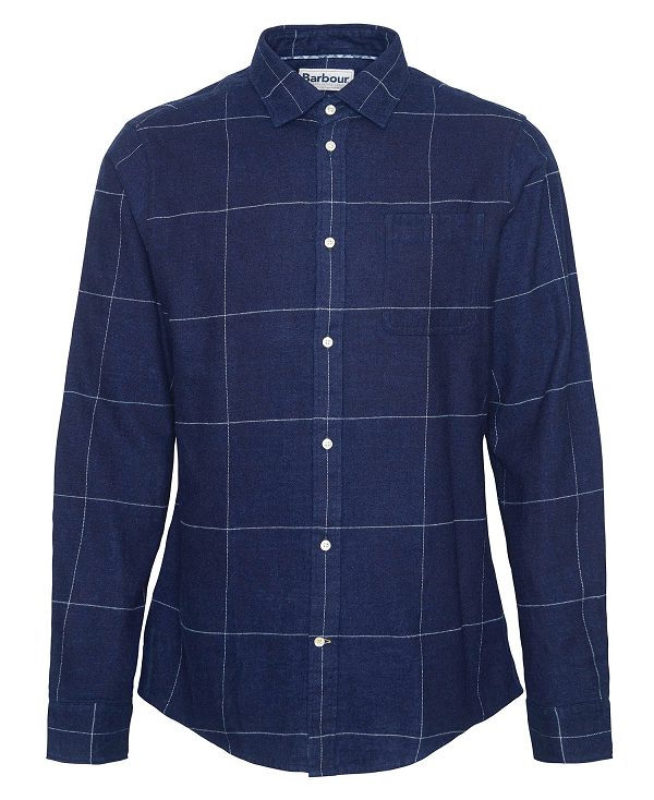 Barbour Brindle Tailored Long-sleeved Shirt Indigo | BABO87765