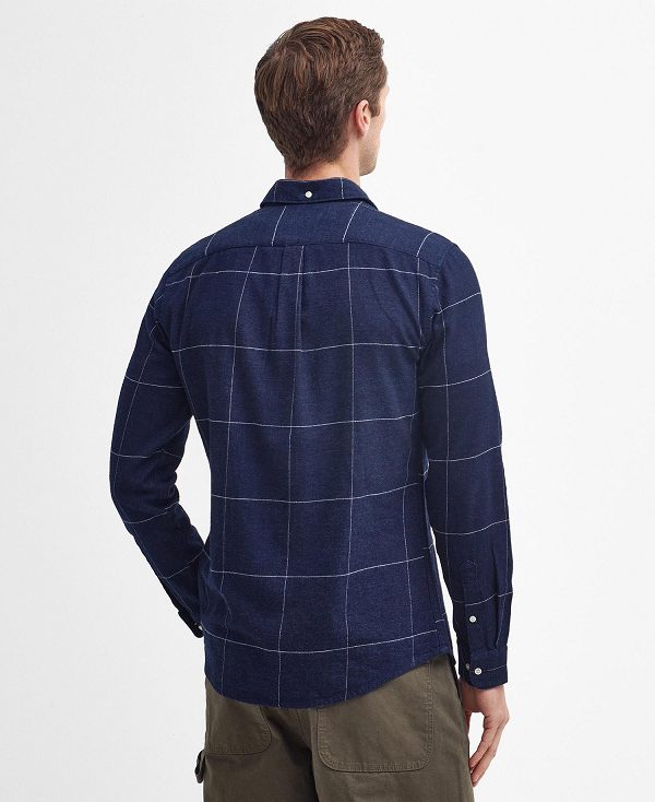 Barbour Brindle Tailored Long-sleeved Shirt Indigo | BABO87765