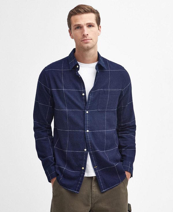 Barbour Brindle Tailored Long-sleeved Shirt Indigo | BABO87765