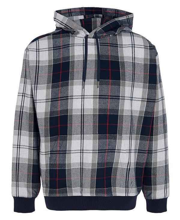 Barbour Brough Tartan Hoodie Blå | BABO88685