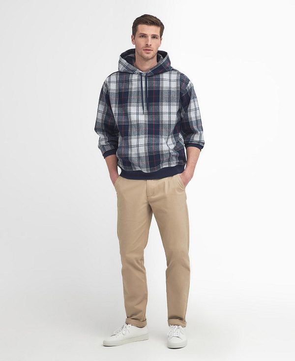 Barbour Brough Tartan Hoodie Blå | BABO88685