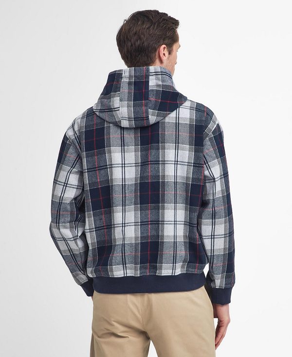 Barbour Brough Tartan Hoodie Blå | BABO88685