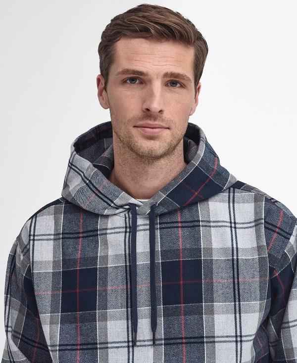 Barbour Brough Tartan Hoodie Blå | BABO88685