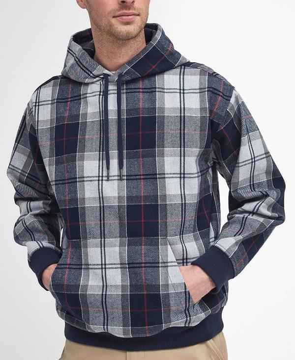 Barbour Brough Tartan Hoodie Blå | BABO88685