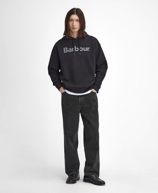 Barbour Brushed Nicholas Oversized Hoodie Sort | BABO88490