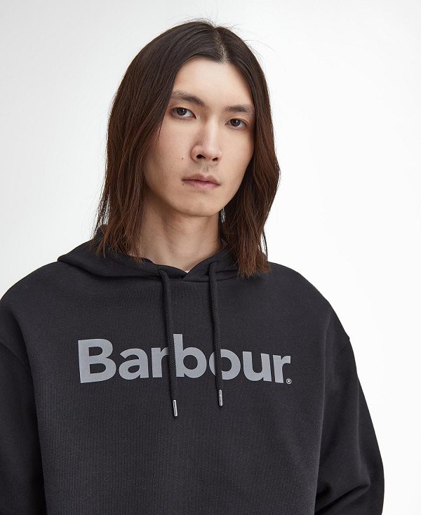 Barbour Brushed Nicholas Oversized Hoodie Sort | BABO88490