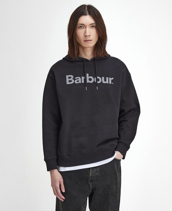 Barbour Brushed Nicholas Oversized Hoodie Sort | BABO88490