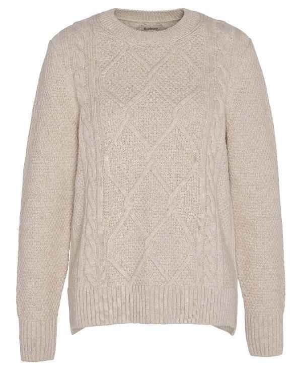 Barbour Burne Argyle Crew Neck Jumper Beige | BABO89737