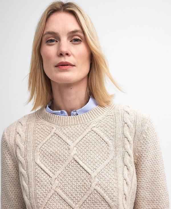 Barbour Burne Argyle Crew Neck Jumper Beige | BABO89737