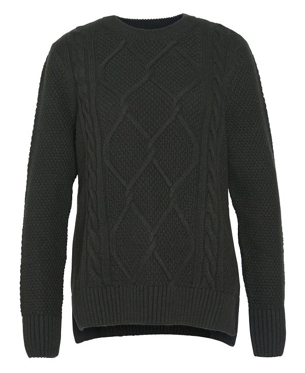 Barbour Burne Argyle Crew Neck Jumper Olivengrøn | BABO89706