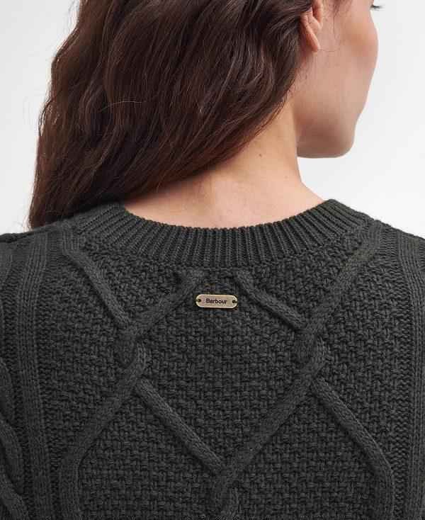 Barbour Burne Argyle Crew Neck Jumper Olivengrøn | BABO89706