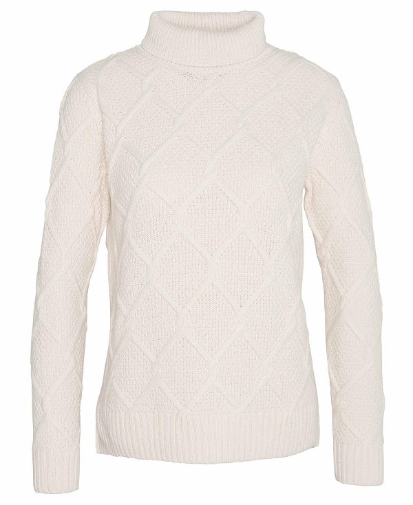 Barbour Burne Roll Neck Jumper Hvide | BABO89733