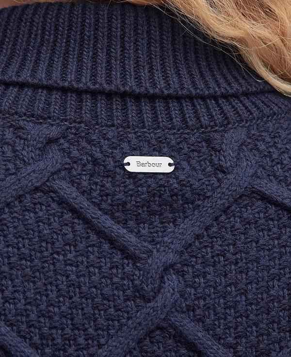 Barbour Burne Roll Neck Knit Sweatshirt Mørkeblå | BABO89705